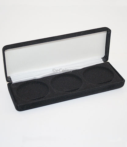 Black/Blue Felt COIN DISPLAY GIFT METAL BOX holds 2-IKE or Silver Eagle ASE