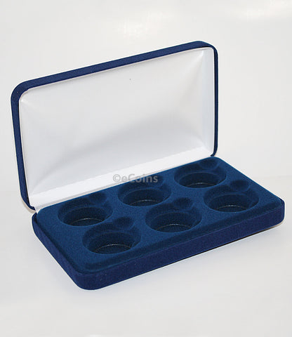 Lot of 5 Black/Blue Felt COIN DISPLAY GIFT METAL BOX holds 2-IKE or Silver Eagle