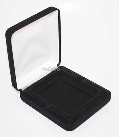 Black Felt COIN GIFT METAL BOX for 1-Quarter plus 1-Half Dollar plus 1-IKE/ASE
