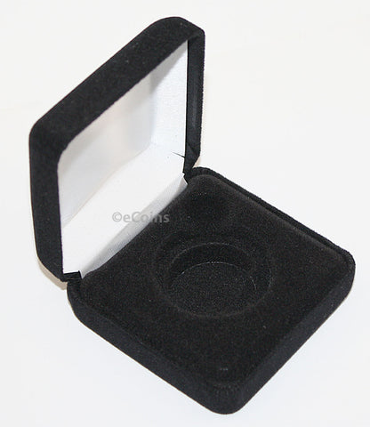 Black Felt COIN DISPLAY GIFT METAL PLUSH BOX for 2-Quarters plus 2-IKE/ASE