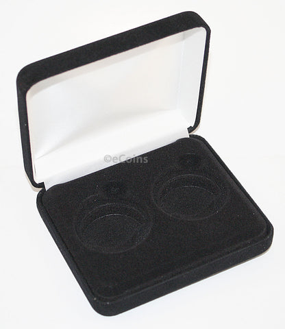 Lot of 35 Black Felt COIN GIFT METAL BOX holds 1-Quarter or Presidential $1 or Sacagawea Dollar