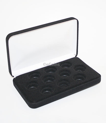Lot of 10 Black Felt COIN DISPLAY GIFT METAL BOX holds 1-IKE or Silver Eagle ASE