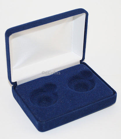 Blue Felt COIN DISPLAY GIFT METAL PLUSH BOX holds 6-IKE or Silver Eagle ASE