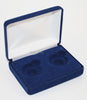 Blue Felt COIN DISPLAY GIFT METAL BOX holds 2-Quarters or Presidential $1 Dollar or Sacagawea Dollars