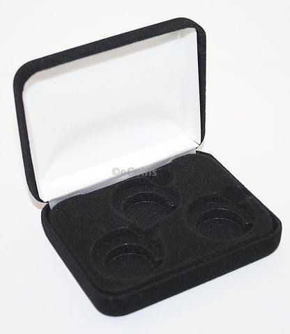 Lot of 5 Black Felt COIN DISPLAY GIFT METAL BOX for 5-Quarter or Presidential $1 or Sacagawea Dollars