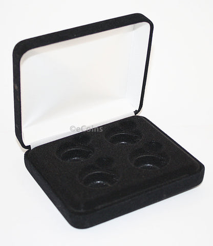 Black Felt COIN GIFT METAL BOX for 1-Quarter plus 1-Half Dollar plus 1-IKE/ASE