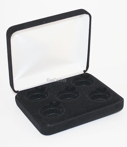 Black/Blue Felt COIN DISPLAY GIFT METAL BOX holds 2-IKE or Silver Eagle ASE