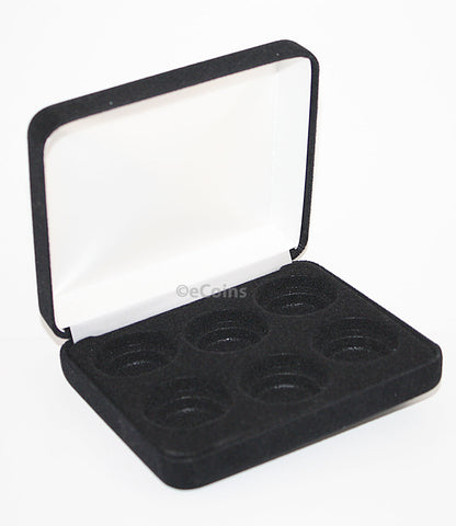 Black Felt COIN DISPLAY GIFT METAL DELUXE PLUSH BOX holds 3-Half Dollars U.S.