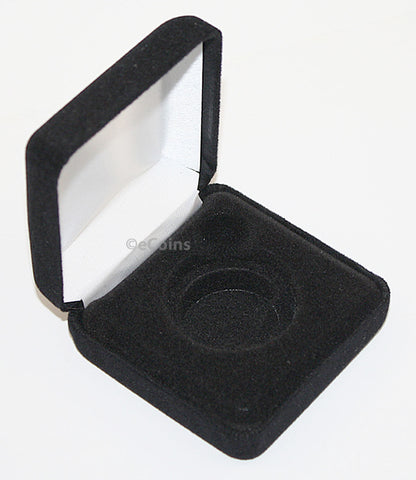 Black Felt COIN DISPLAY GIFT METAL PLUSH BOX holds 10-Quarters or Presidential $1 or Sacagawea Dollars
