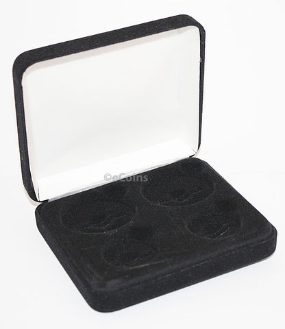 Black Felt COIN DISPLAY GIFT METAL DELUXE PLUSH BOX holds 2-Half Dollars U.S.