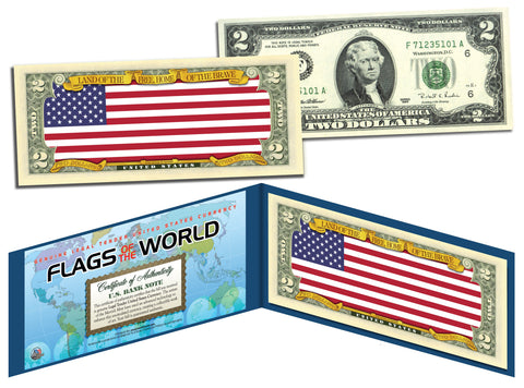 WORLD WAR II - Raising the Flag on IWO JIMA Genuine Legal Tender U.S. $2 Bill in Large Collectors Folio Display
