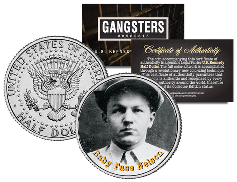 GEORGE BUGS MORAN Gangsters JFK Kennedy Half Dollar US Colorized Coin