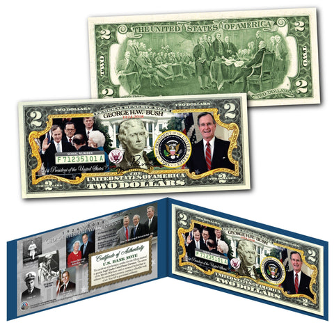 GEORGE WASHINGTON * 1st U.S. President * Colorized Presidential $2 Bill U.S. Genuine Legal Tender