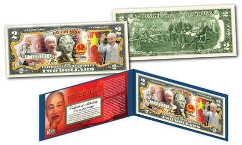 VO NGUYEN GIAP * Vietnam Icon & General * Official Colorized U.S. Genuine Legal Tender U.S. $2 Bill with Certificate & Display Folio