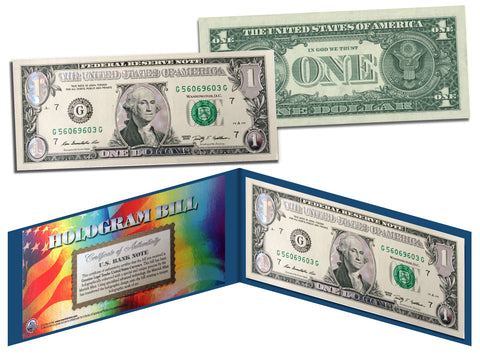 GOLD SHIMMERING STARS HOLOGRAM Legal Tender US $1 Bill Currency - Limited Edition