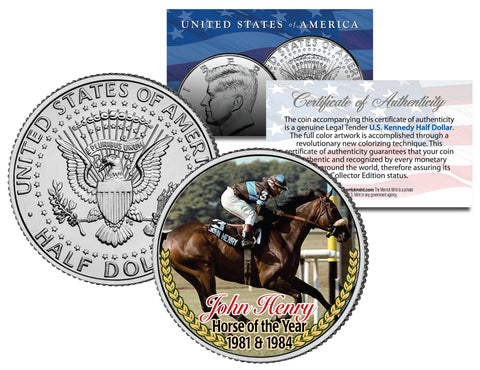 SPECTACULAR BID - 3 Time Eclipse Award Winner - Thoroughbred Racehorse Colorized JFK Half Dollar US Coin