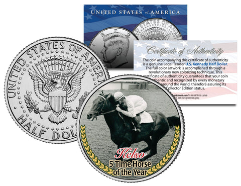RUFFIAN - Racing's Greatest Filly - Thoroughbred Racehorse Colorized JFK Half Dollar US Coin