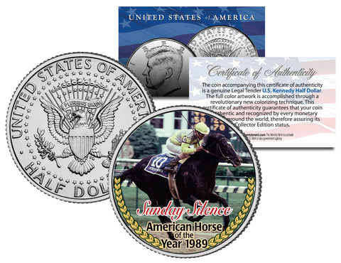 SKY BEAUTY - Triple Tiara Champion 1993 - Thoroughbred Racehorse Colorized JFK Half Dollar US Coin