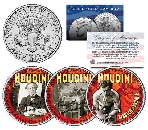HARRY HOUDINI - Milk Can Escape - Colorized JFK Kennedy Half Dollar U.S. Coin