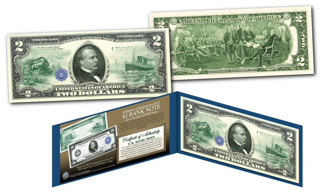 1914 Series $20 Grover Cleveland Federal Reserve Note designed on Modern $2 Bill