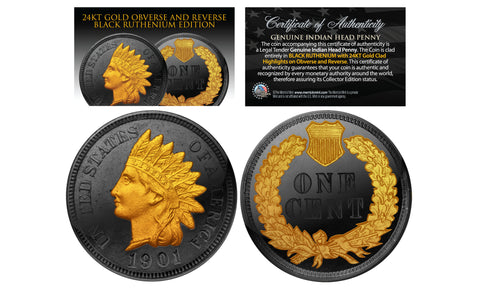 Black RUTHENIUM 2-Sided 1921 Original AU MORGAN SILVER DOLLAR with 24KT Gold Clad Highlights Obverse & Reverse  * 2-Sided Blackout Edition *