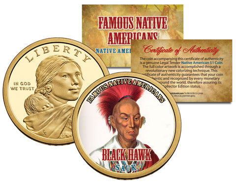 HIAWATHA - Famous Native Americans - Sacagawea Dollar Colorized US Coin - IROQUOIS Indians