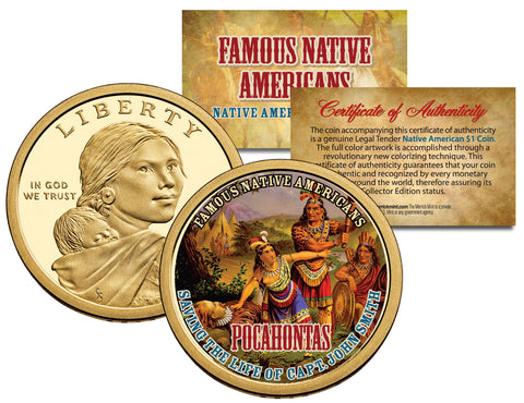 2018 24K Gold Gilded P & D Mint Native American Sacagawea JIM THORPE $1 Dollar Coin Set