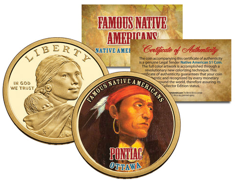 FAMOUS NATIVE AMERICANS Colorized Sacagawea Dollar 10-Coin Complete Set INDIANS
