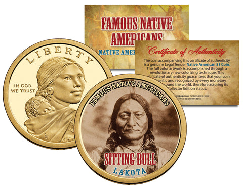 RED CLOUD - Famous Native Americans - Sacagawea Dollar Colorized US Coin - LAKOTA Indians