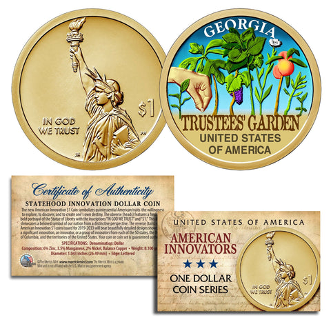 American Innovation Statehood $1 Dollar Coin - 2018 1st Release COLORIZED (2-Sided)