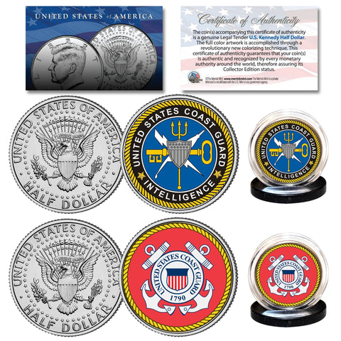 United States COAST GUARD Emblem 24K Gold Plated JFK Kennedy Half Dollar Coin MILITARY