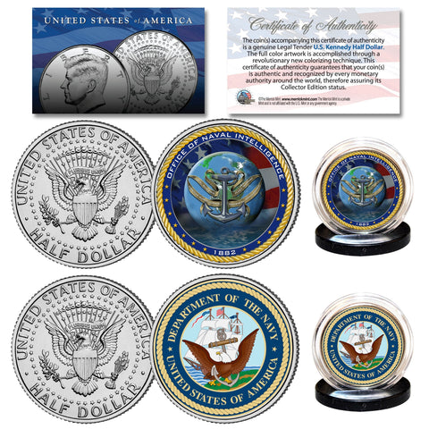 NAVY MEDAL OF HONOR Colorized JFK Kennedy Half Dollar U.S. Coin MILITARY VALOR