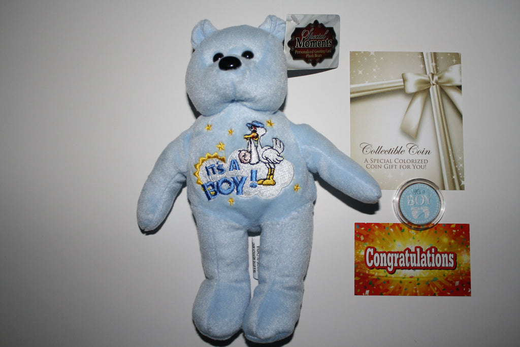 IT'S A GIRL Plush Bear & It’s a Girl JFK Kennedy Half Dollar Colorized US Coin