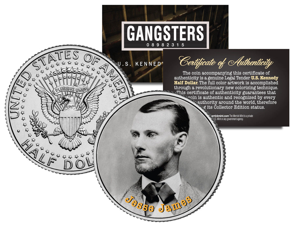 JESSE JAMES - Old West Outlaw - Gangsters JFK Kennedy Half Dollar US Colorized Coin