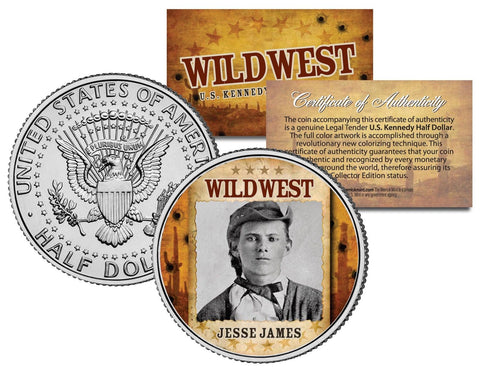 BILLY THE KID - Old West Outlaw - Gangsters JFK Kennedy Half Dollar US Colorized Coin