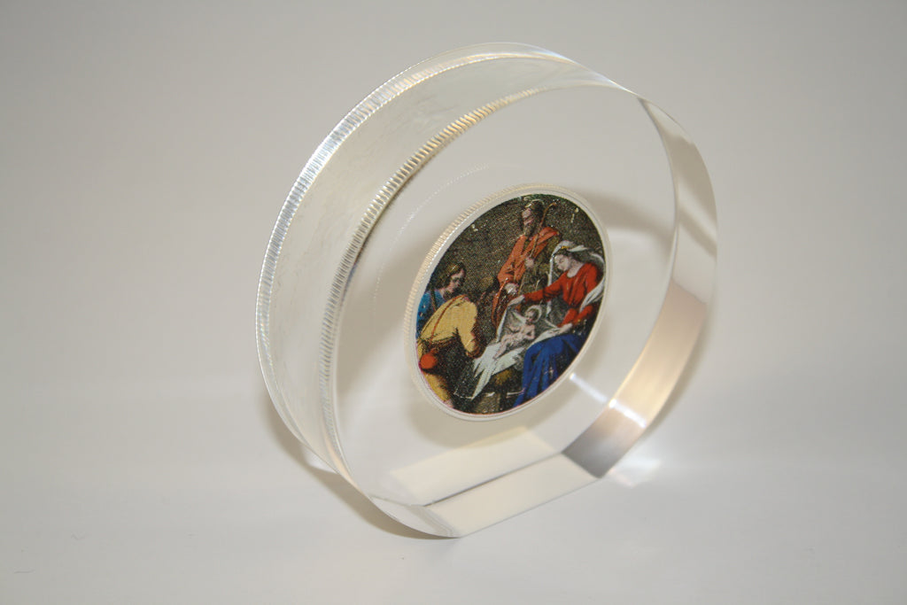 JESUS NATIVITY American Silver Eagle Colorized Coin Lucite Paperweight Circular