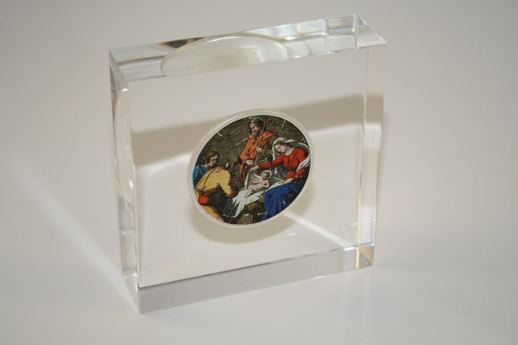 JESUS NATIVITY American Silver Eagle Colorized Coin Lucite Paperweight Square