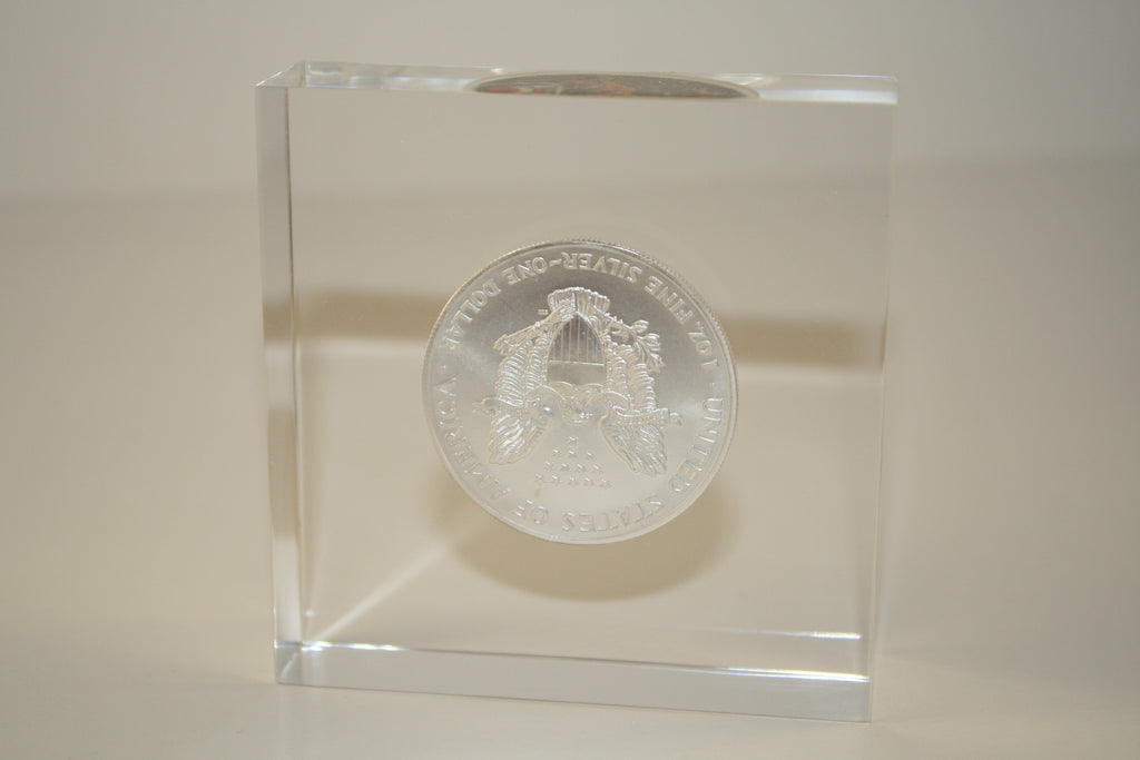 JESUS NATIVITY American Silver Eagle Colorized Coin Lucite Paperweight Square