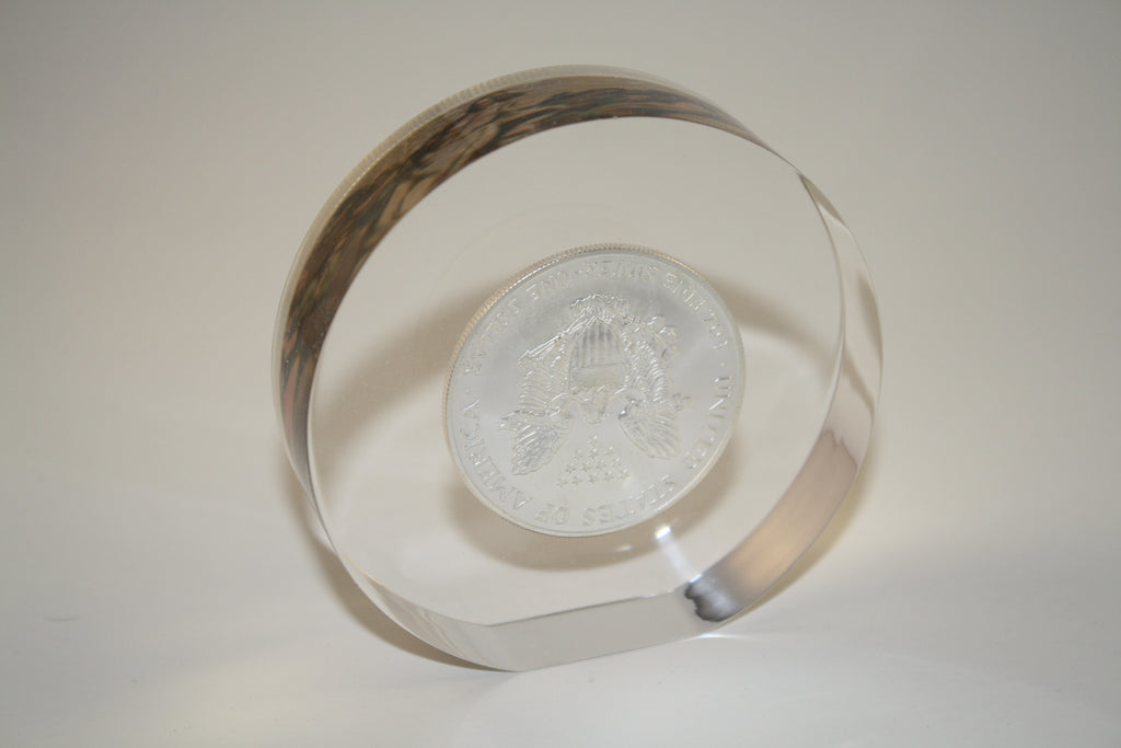 JESUS RESURRECTION American Silver Eagle Colorize Coin Lucite Paperweight Circle