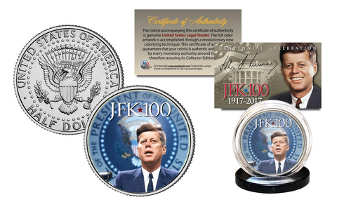 PRESIDENT JOHN F. KENNEDY JFK100 Centennial Celebration 2017 Official Kennedy Half Dollar w/ 4x6 Lens Display