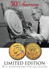 24K Gold Plated - 50th Anniversary - 50 YEAR LOGO - 2014 JFK Kennedy Half Dollar US Coin (P)