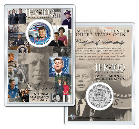 Colorized FLOWING FLAG 2018-P JFK Kennedy Half Dollar BU Coin