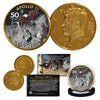 Apollo 11 1st Man on Moon 50th Anniversary John F. Kennedy Centennial 24K Gold Plated Coin