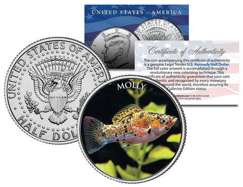 CELESTIAL-EYE GOLDFISH - Tropical Fish Series - JFK Kennedy Half Dollar U.S. Colorized Coin