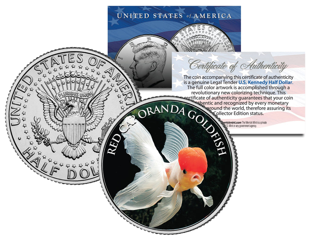 RED CAP ORANDA GOLDFISH - Tropical Fish Series - JFK Kennedy Half Dollar U.S. Colorized Coin