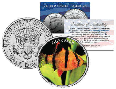 NEON TETRAS - Tropical Fish Series - JFK Kennedy Half Dollar U.S. Colorized Coin