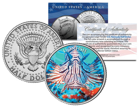 ZEBRA ANGELFISH - Tropical Fish Series - JFK Kennedy Half Dollar U.S. Colorized Coin