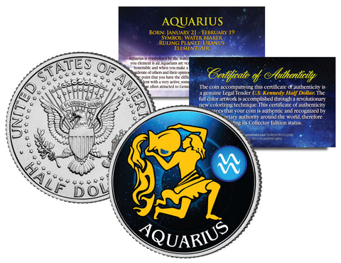 TAURUS - Horoscope Astrology Zodiac - JFK Kennedy Half Dollar US Colorized Coin
