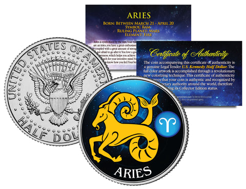 LEO - Horoscope Astrology Zodiac - JFK Kennedy Half Dollar US Colorized Coin