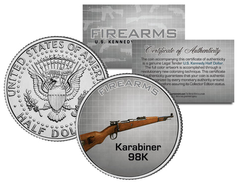 WALTHER PPK Gun Firearm JFK Kennedy Half Dollar US Colorized Coin